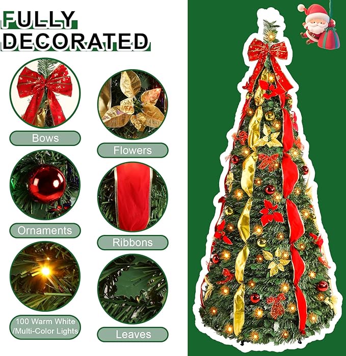 Foldable Pre-Decorated Christmas Tree
