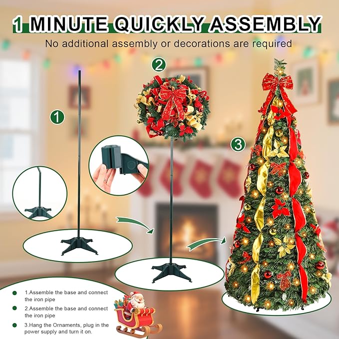 Foldable Pre-Decorated Christmas Tree